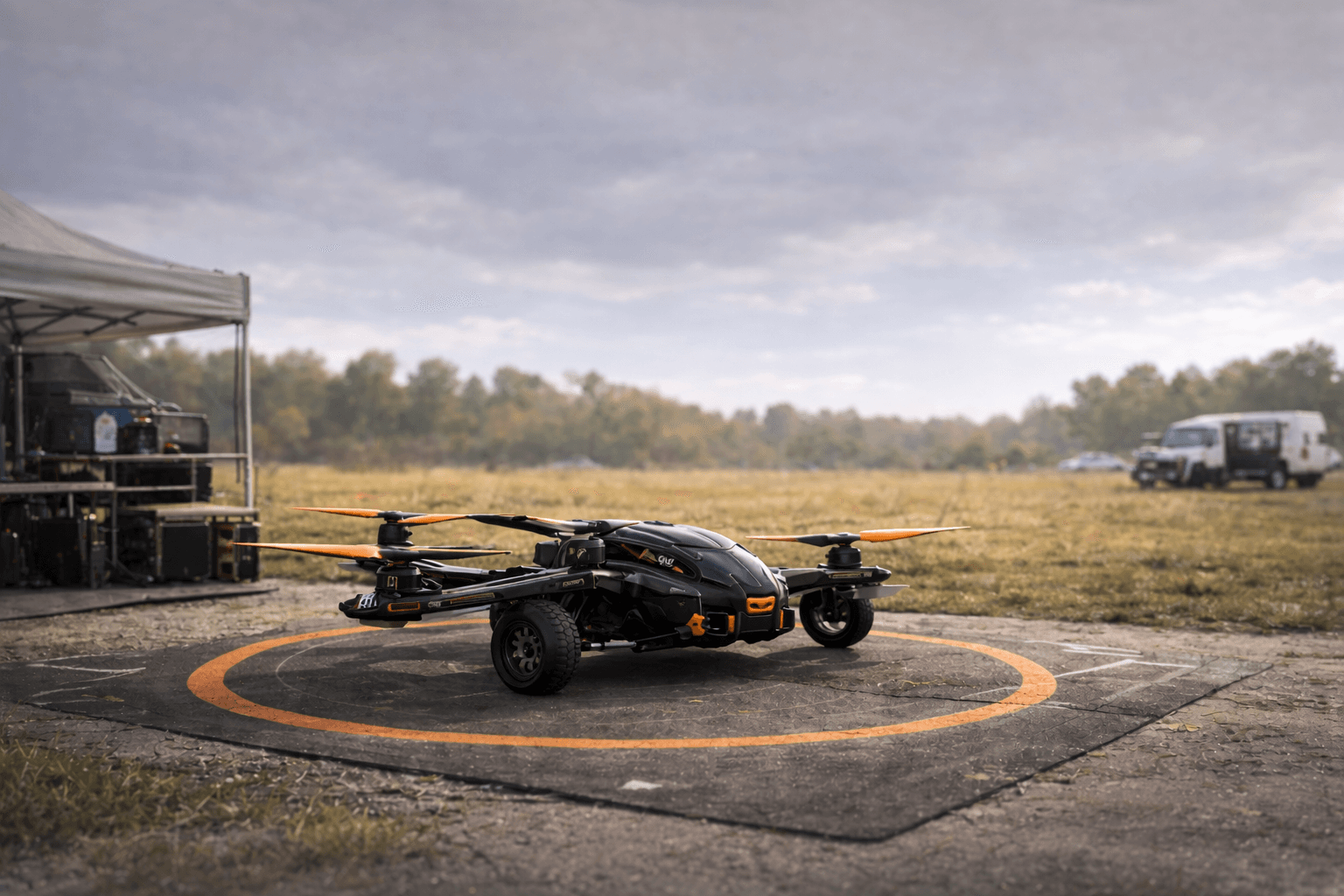 Drone on launch pad